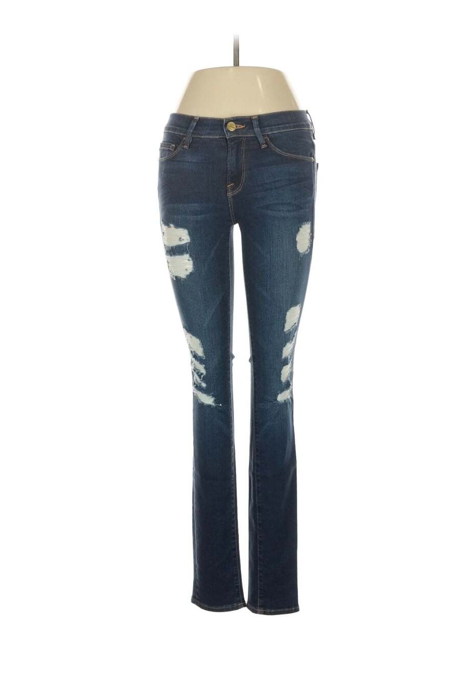 FRAME Denim Le Skinny de Jeanne Distressed Mid-Rise Jeans Size 26